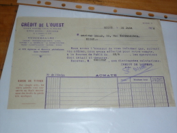 Document Credit De L Ouest  ANGERS  Cholet Saintes Laval Nantes Saint Nazaire Tours - Banca & Assicurazione