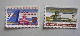 REPUBLIQUE DU CONGO NEUFS 2 Timbres 1963 AIR CONGO AVIONS CONGO MNH PLANES - Ongebruikt