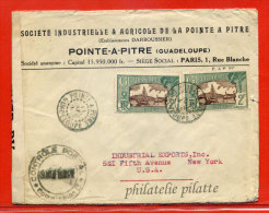 GUADELOUPE LETTRE CENSUREE DE 1942 DE POINTE A PITRE POUR NEW YORK ETATS-UNIS - Storia Postale