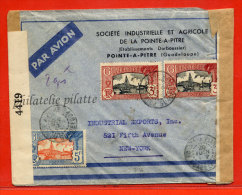 GUADELOUPE LETTRE CENSUREE DE 1942 DE POINTE A PITRE POUR NEW YORK ETATS-UNIS - Briefe U. Dokumente