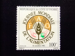 COTE D'IVOIRE -  COSTA DE MARFIL 1981 DIA MUNDIAL DE LA ALIMENTACION   Yvert Nº 592 ** MNH - ACF - Aktion Gegen Den Hunger