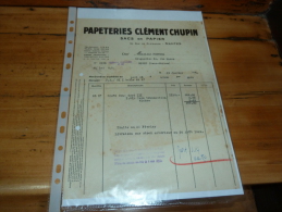 Facture Papeteries Clement CHUPIN       Sacs En Papier  10 Rue De Plaisance   Nantes - Druck & Papierwaren