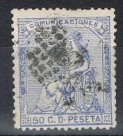 Sello 50 Cts Azul Alegoria España 1873,  Variedad Color,  Num 137a º - Usati