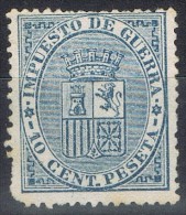 Sello 10 Cts Azul Impuesto Guerra 1874, Num 142 * - Impuestos De Guerra