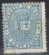 Sello 10 Cts Azul Impuesto Guerra 1874, VARIEDAD  Impresion, Num 142 * - Kriegssteuermarken