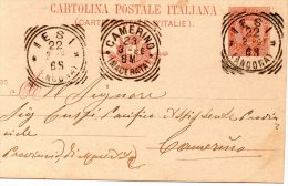 1896  CARTOLINA CON ANNULLO JESI ANCONA  + CAMERINO - Stamped Stationery