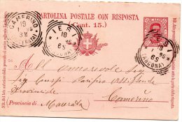 1896  CARTOLINA CON ANNULLO IESI ANCONA  + CAMERINO - Stamped Stationery