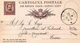 1884  CARTOLINA CON ANNULLO ANCONA - Stamped Stationery
