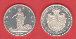 España / GOBIERNO PROVISIONAL   100  PESETAS  1.870-#18-70  PLATA / SILVER   SC / UNC  DL-10.377 - Autres & Non Classés