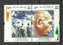 INDIA, 2001, Mahatma Gandhi, Man Of The Millenium, Setenant Pair, MNH, (**) - Mahatma Gandhi