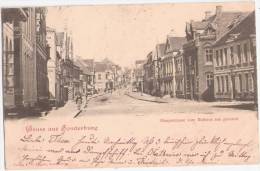 Gruss Aus Sonderburg Hauptstrasse Vom Rathaus Schilderhäuschen Wache Pickelhaube 2.9.1899 Gelaufen - Nordschleswig