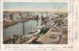 Stettin Das Untere Stromgebiet Hafen Dampfer Frachtkähne Offene Brücke 28.1.1901 Gelaufen Szczecin - Pommern