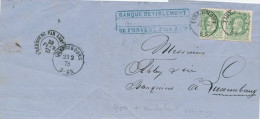 933/20 -- TARIF PREFERENTIEL 20 C - Lettre TP 30 X 2 TIRLEMONT 1875 Vers LUXEMBOURG - Passage Par AMBULANT - Transit Offices