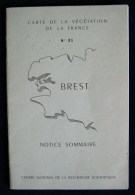 BRETAGNE BOTANIQUE CARTE DE LA VEGETATION  : BREST ( Finistère) R. CORILLION 1963 CNRS - Bretagne