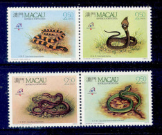 ! ! Macau - 1989 Snakes (Complete Set) - Af. 594 To 597 - MNH - Nuevos