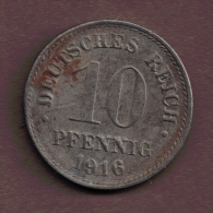 DEUTSCHES REICH  10 PFENNIG 1916 A - 10 Pfennig