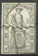 407- SELLO FISCAL CLASICO ISABEL II AÑO 1866 LIBROS DE COMERCIO 6 CUARTOS  DE ESCUDO MERCURIO HERMES ,BONITO.SPAIN REVEN - Revenue Stamps