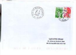 France Lettre CAD Boissy Le Chatel 2-12-2005 / Tp Roulette Liberté 2223 & Sabine 2157 - Coil Stamps