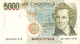 BILLETE DE ITALIA DE 5000 LIRAS DEL AÑO 1985 DE VELLINI  (BANKNOTE) DIFERENTES FIRMAS - 5000 Lire