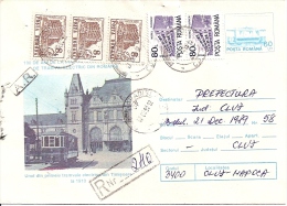 TRAMS, TRAMWAYS, TIMISOARA, REGISTERED COVER  STATIONERY, ENTIERE POSTAUX, 1995, ROMANIA - Tranvie