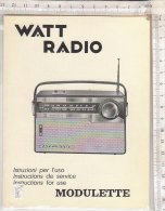 PO9188B# ISTRUZIONI RADIO MODULETTE WATT RADIO Anni '60 - Altri & Non Classificati