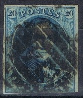 Sello 20 Cts BELGICA Medallones Gride 24, 1851, Num 7 º - 1851-1857 Medaillons (6/8)