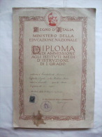 *PREZZO SCONTATO* PAGELLA  DIPLOMA DI AMMISSIONE REGNO D'ITALIA MINISTERO DELLA EDUCAZIONE NAZIONALE MORTARA PAVIA 1934 - Diplomi E Pagelle