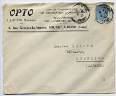 1943-PARIS 17°--Mercure Sur Lettre Personnalisée"OPTO  L.Lécuyer,pharmacien à BOURG LA REINE-92 "pour HONFLEUR--14 - Lettres & Documents
