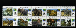 NEW ZEALAND - 1994  WILD ANIMALS BLOCK OF 10   MINT NH - Ongebruikt