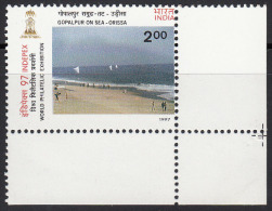 India MNH 1997, 2.00r INDEPEX 97. Beaches Series, Sea View, Tourism, Yacht, Yachting, - Ongebruikt