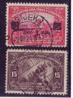 GIRL FROM KOSOVO-SERBIAN SOLDIER-OVERPRINT-1 DIN-15 DIN-FOR INVALIDS-POSTMARK-OSIJEK- SHS-CROATIA-YUGOSLAVIA-1921-1922 - Usati