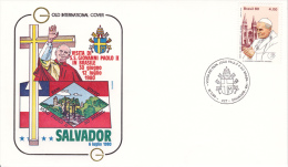 1428 (Yvert) Sur FDC Illustrée Commémorant Le Voyage Du Pape Jean-Paul II à Salvador (Bahia) Au Brésil - 1980 - FDC