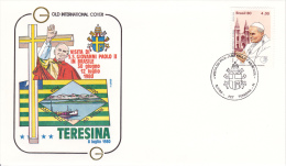 1428 (Yvert) Sur FDC Illustrée Commémorant Le Voyage Du Pape Jean-Paul II à Teresina (Piaui) Au Brésil - 1980 - FDC