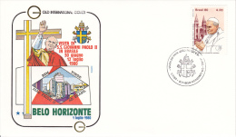 1428 (Yvert) Sur FDC Illustrée Commémorant Le Voyage Du Pape Jean-Paul II à Belo Horizonte (Minas Gerais) Au Brésil 1980 - FDC