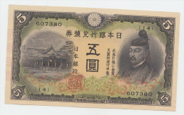 JAPAN 5 YEN ND (1942) AUNC P 43a 43 A - Giappone