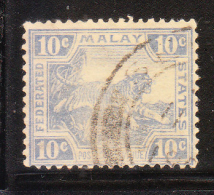 Federated Malay States 1922-32 Tiger 10c Used - Federated Malay States