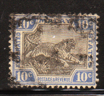 Federated Malay States 1922-32 Tiger 10c Used - Federated Malay States