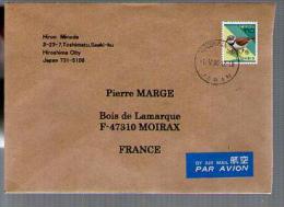 Lettre Cover Par Avion Via Air Mail Du Japon Japan Nippon Pour La France - CAD Hiroshimanishi 1-05-2006 / Tp Oiseau - Briefe U. Dokumente