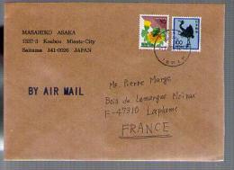 Lettre Cover Par Avion Via Air Mail Du Japon Japan Nippon Pour La France - CAD Misatu 1-04-2006 / Tp Oiseau & Insecte - Covers & Documents