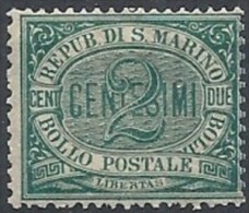 1877-90 SAN MARINO CIFRA 2 CENT MH * - RR11608 - Neufs