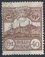 1925 SAN MARINO USATO VEDUTA 40 CENT - RR11618 - Used Stamps