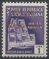 1944 EMISSIONI LOCALI AOSTA 1 LIRA MNH ** - RR11655 - Comitato Di Liberazione Nazionale (CLN)