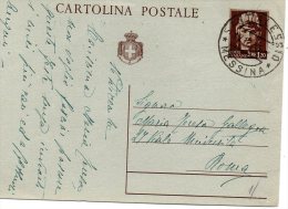 1945  CARTOLINA CON ANNULLO S.ALESSIO  MESSINA - Stamped Stationery