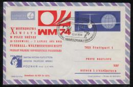 POLAND 1974 FLIGHT COVER POLISH SOCCER TEAM TO WORLD CUP WARSAW STUTTGART GERMANY COPERNICUS AIRPLANE PLANE ASTRONOMER - 1974 – Westdeutschland