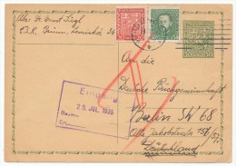 CZECHOSLOVAKIA ČESKOSLOVENSKO POSTAL STATIONERY POSTAL CARD # P 33 UPRATED VARIETY (1935) - Cartoline Postali