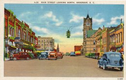 Main Street N Cars Anderson SC Old Postcard - Anderson