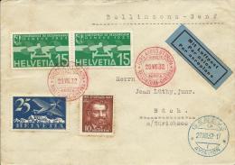 Airmail - Bellinzona-Genf, 28.8.1932., Switzerland, Letter - Erst- U. Sonderflugbriefe