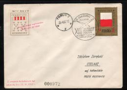 POLAND 1964 13TH NATIONAL GLIDING CHAMPIONSHIPS GLIDER FLOWN COVER OWCZARKI TORUN CINDERELLA LABEL - Gliders