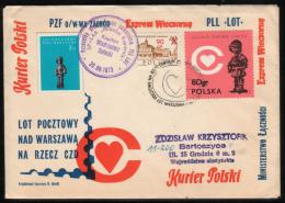 POLAND 1973 FLIGHT POSTAL FLIGHT ON LOT´S COPERNICUS PLANE Astronomy Astronomer COVER CINDERELLA STAMP TYPE 2 - Flugzeuge