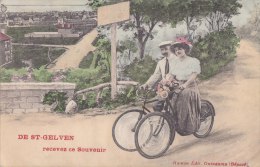 ¤¤  -   SAINT-GELVEN  -  Carte Fantaisie  -  Recevez Ce Souvenir De ....   -  Couple Sur Des Vélos   -   ¤¤ - Sonstige & Ohne Zuordnung